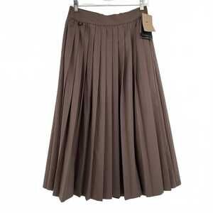 Nike Brown Pleated Midi Skirt | Women's Regular S  | Polyester-Spandex